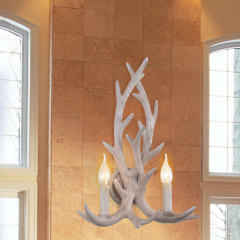 Mid-Century Contemporary Deer Horn 2 Lights Rustic Wall Sconces for Living room/Entryway