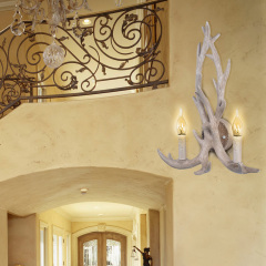 Mid-Century Contemporary Deer Horn 2 Lights Rustic Wall Sconces for Living room/Entryway
