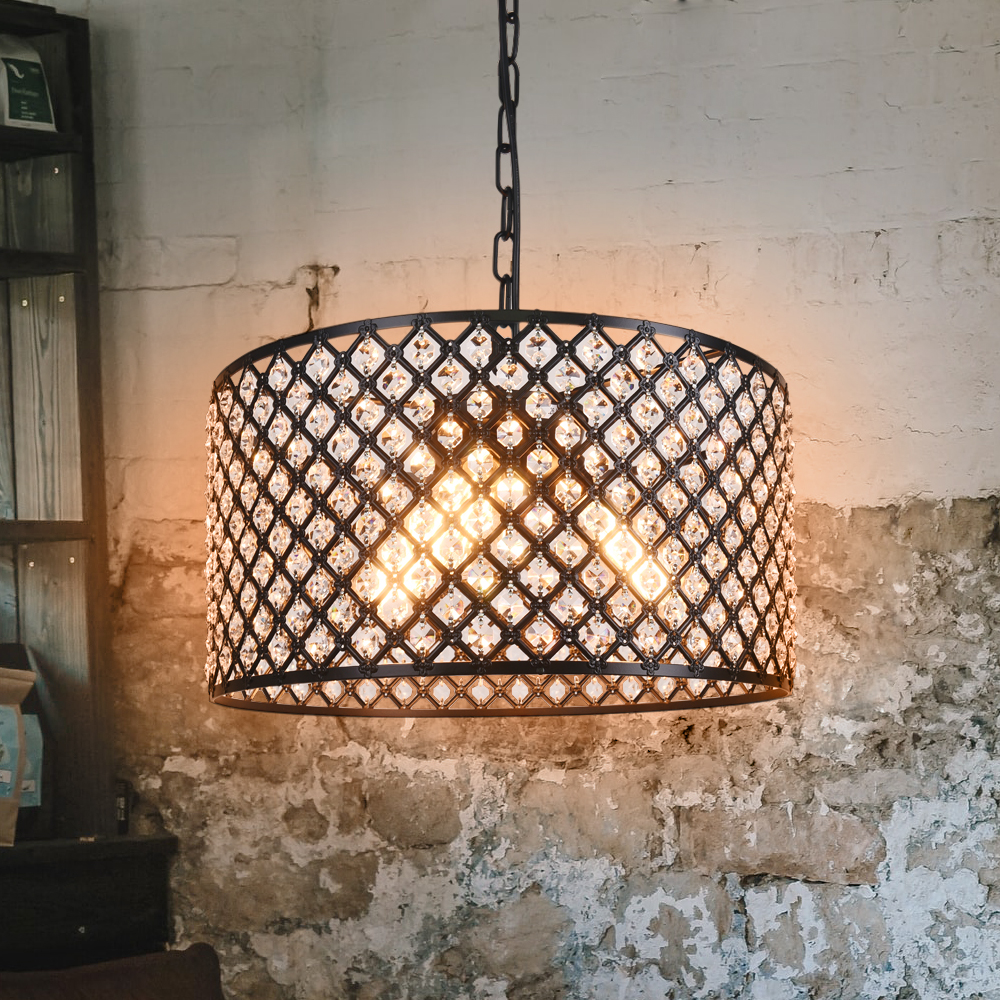 Modern Mid-Century 3 Lights Drum Pendant Lighting for Living Room Bedroom
