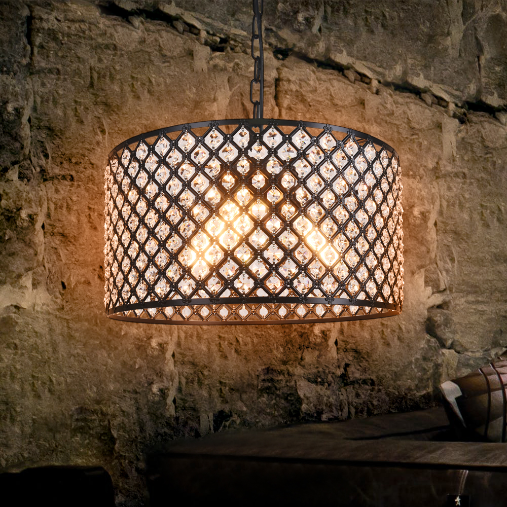 Modern Mid-Century 3 Lights Drum Pendant Lighting for Living Room Bedroom