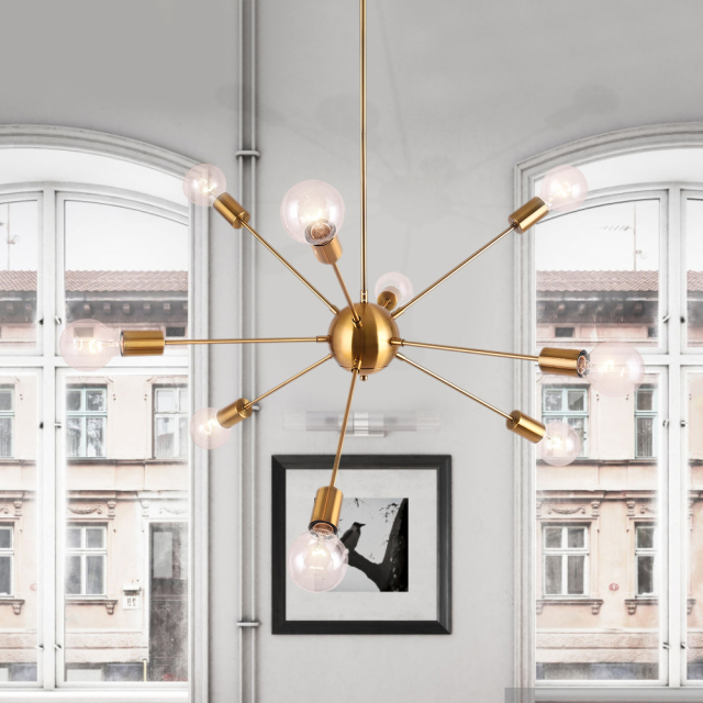 Modern Contemporary 9 Lights large Sputnik Chandelier for Living Room Bedroom