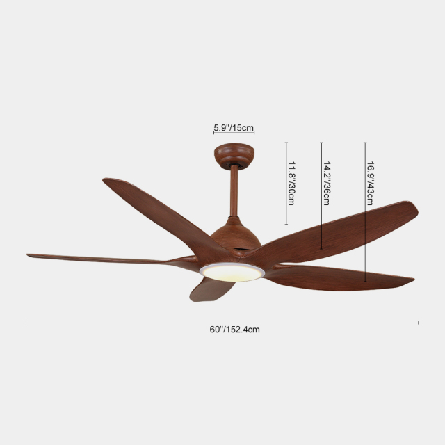 Contemporary 5 Blades LED Ceiling Fan with Remote for Farmhouse /Living Room/Bedroom