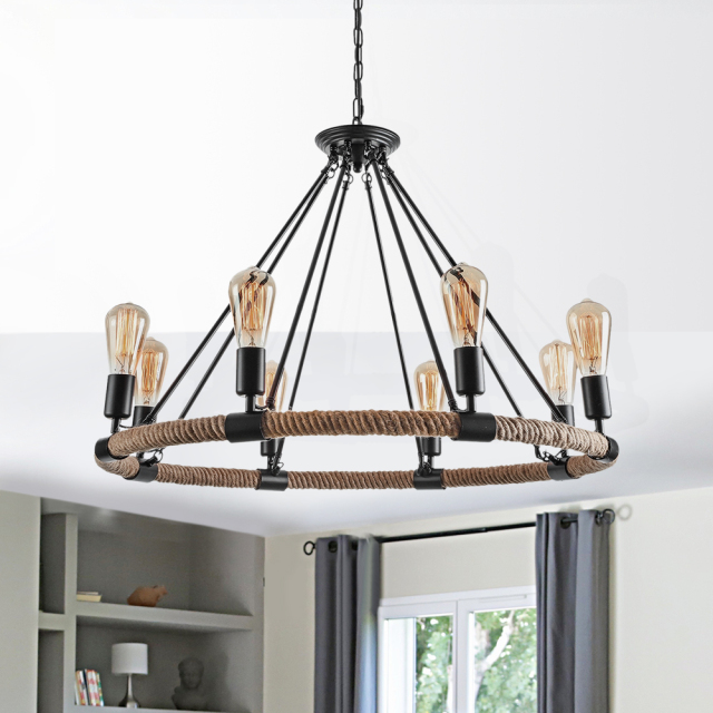 Modern Mid-century 6/8 Lights Wagon Wheel Chandelier for Living Room Kitchen