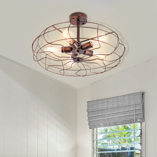 Modern Farmhouse 5 Lights Geometric Semi Flush Mount Ceiling Light for Hallway Dining Room