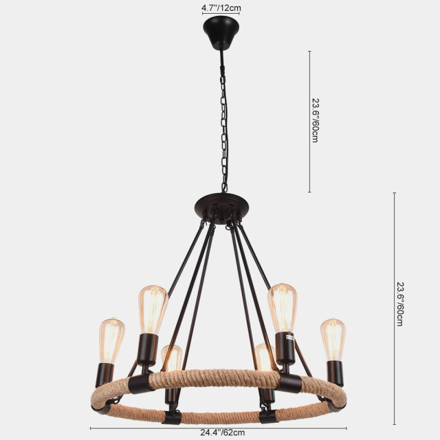 Modern Mid-century 6/8 Lights Wagon Wheel Chandelier for Living Room Kitchen