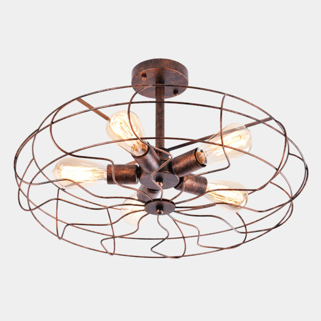Modern Farmhouse 5 Lights Geometric Semi Flush Mount Ceiling Light for Hallway Dining Room