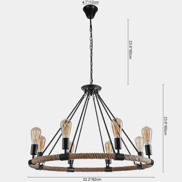 Modern Mid-century 6/8 Lights Wagon Wheel Chandelier for Living Room Kitchen