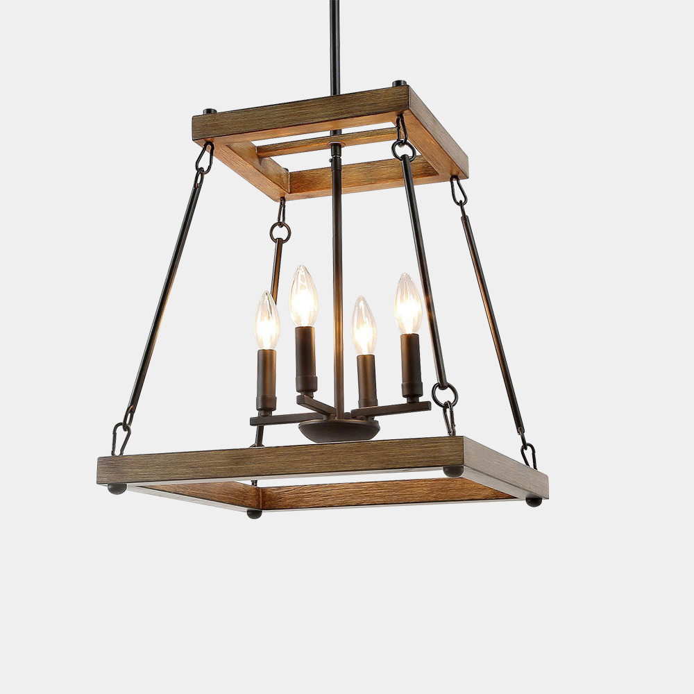 square wood light fixture