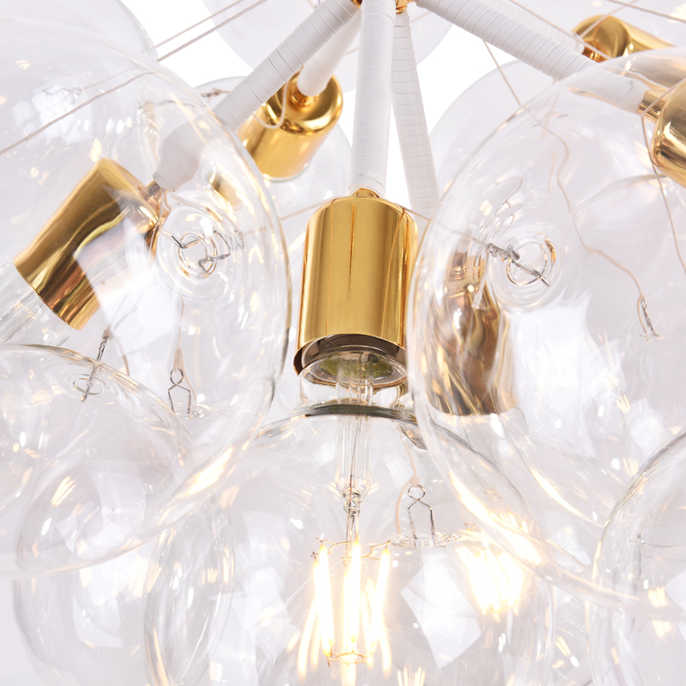 Modern Contemporary Cluster Clear Glass Bubble Chandelier Hanging Light Fixture for Dining Room Living Room Bedroom