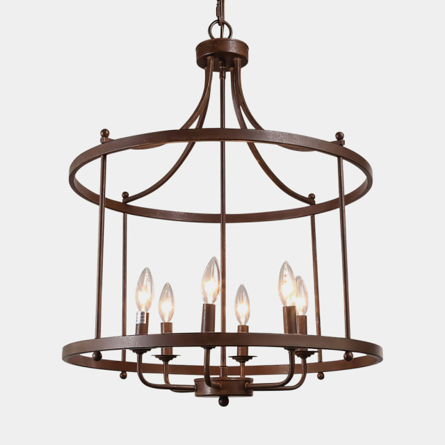 Farmhouse/ Transitional 6 Lights Drum Pendant Lighting for Entryway/Kitchen/Living Room