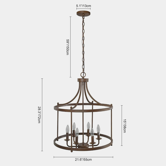 Farmhouse/ Transitional 6 Lights Drum Pendant Lighting for Entryway/Kitchen/Living Room