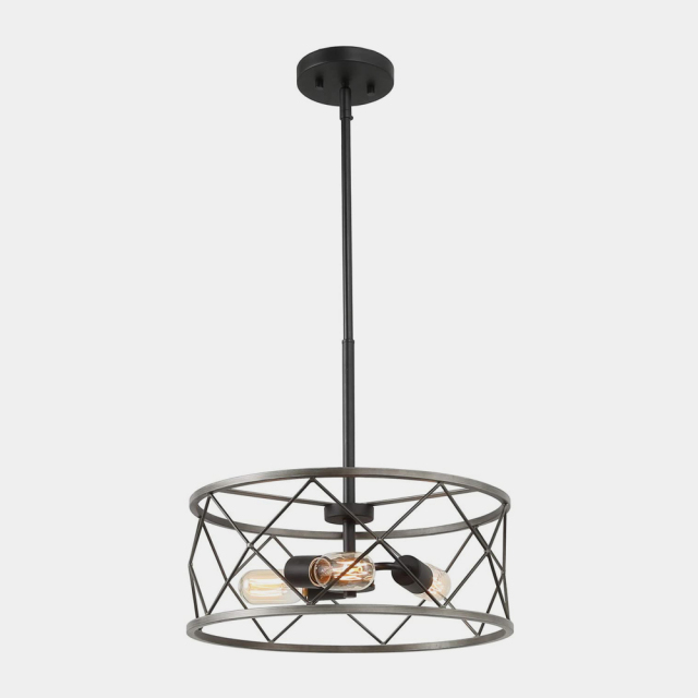 Modern Rustic 3/4 Lights Drum Pendant Chandelier for Stairway/Entryway/Kitchen