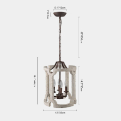 Modern French Country 4 Lights Drum Pendant Chandelier for Dining Room Kitchen