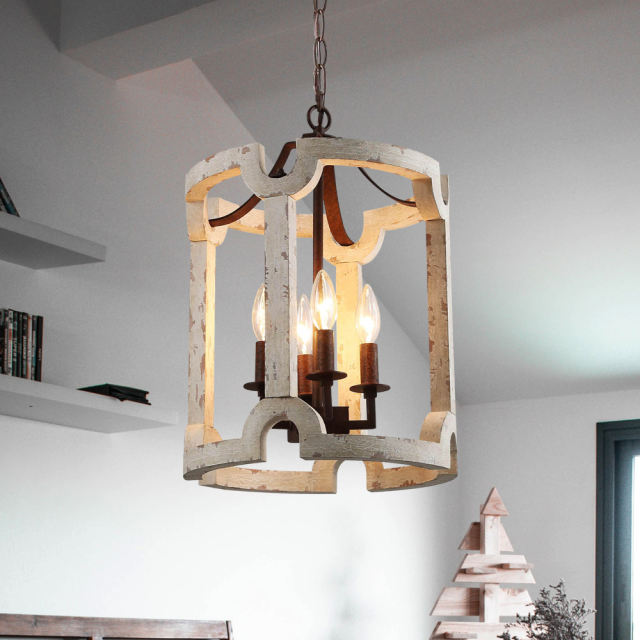 Modern French Country 4 Lights Drum Pendant Chandelier for ...