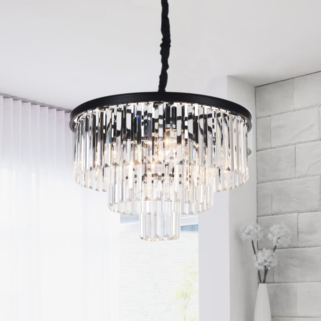 Modern Contemporary 9/6 Lights Crystal  Semi Flush Mount Chandelier for Living Room