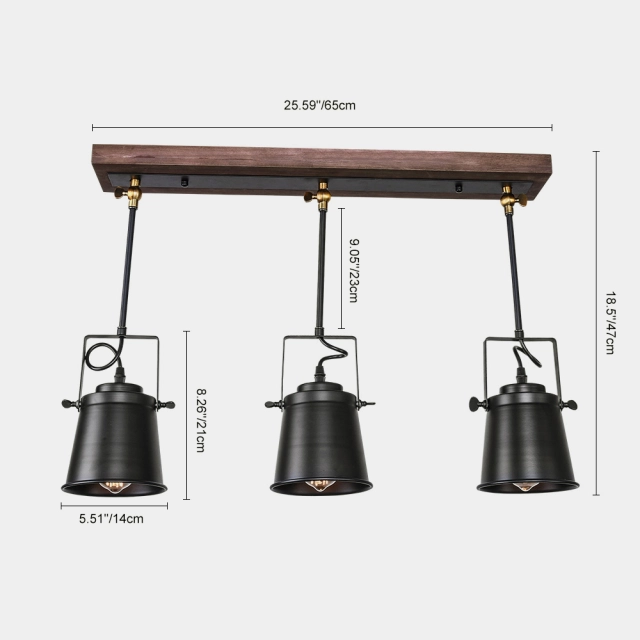 Modern Industrial 3 Lights Track Lighting Pendants for Kitchen Island/Dining Table