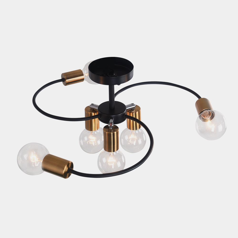 Contemporary Industrial 6-Light Sputnik Semi Flush Chandelier for Bedroom Dining Room