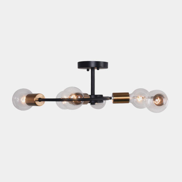 Contemporary Industrial 6-Light Sputnik Semi Flush Chandelier for Bedroom Dining Room