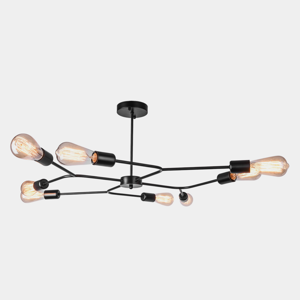 Modern Sputnik 8 Lights Semi Flush Ceiling Lights with Black Finish for Living Room Dining Room