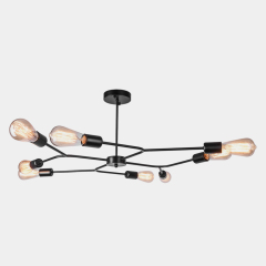 Modern Sputnik 8 Lights Semi Flush Ceiling Lights with Black Finish for Living Room Dining Room