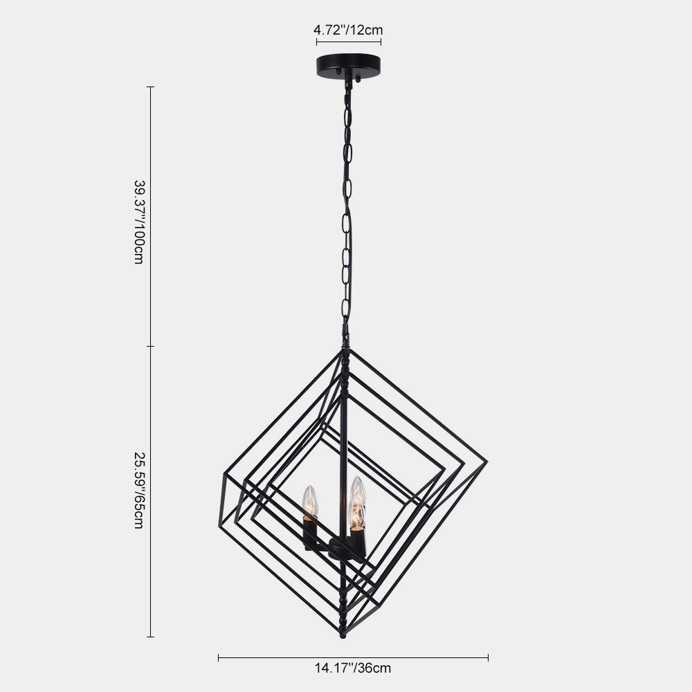 Modern Contemporary 3 Lights Candle Style Geometric Chandelier for Dining Room Kitchen Island