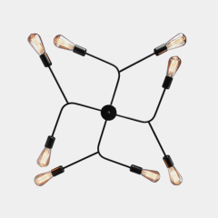 Modern Sputnik 8 Lights Semi Flush Ceiling Lights with Black Finish for Living Room Dining Room