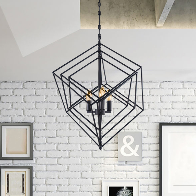 Modern Contemporary 3 Lights Candle Style Geometric Chandelier for Dining Room Kitchen Island