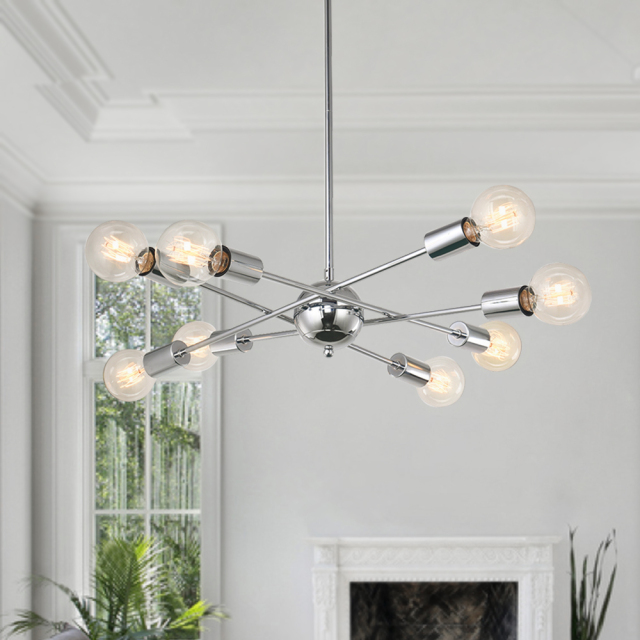 Modern Mid-Century 8/6 Lights Chrome/Bronze Sputnik Chandelier for Living Room Dining Room