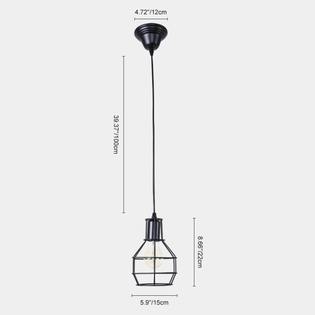 Modern Industrial Single Light Geometric Pendant Light for Dining Room Kitchen Island