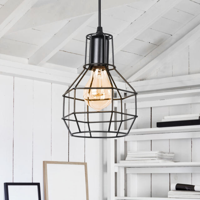 Modern Industrial Single Light Geometric Pendant Light for Dining Room Kitchen Island