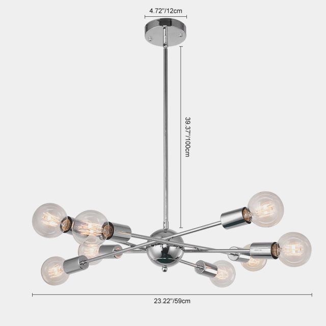 Modern Mid-Century 8/6 Lights Chrome/Bronze Sputnik Chandelier for Living Room Dining Room