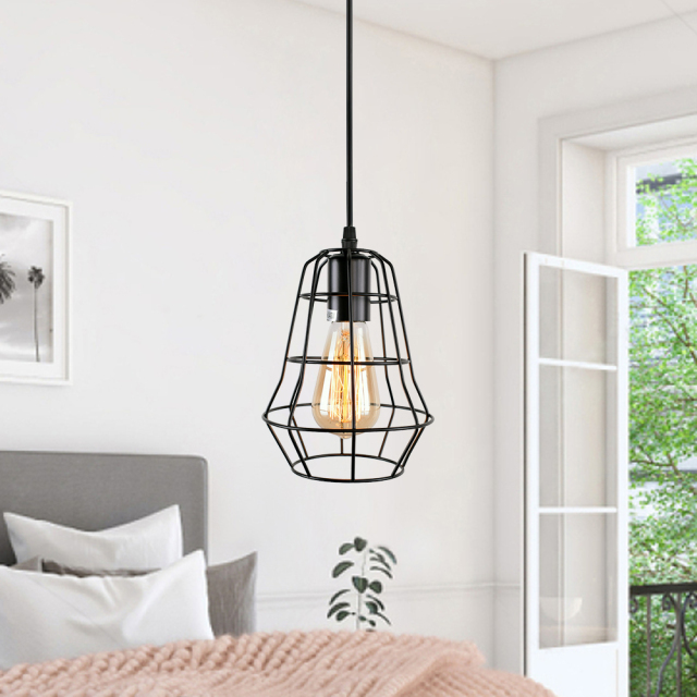 Contemporary Industrial One light Geometric Pendant Light for Kitchen Dining Room Living Room