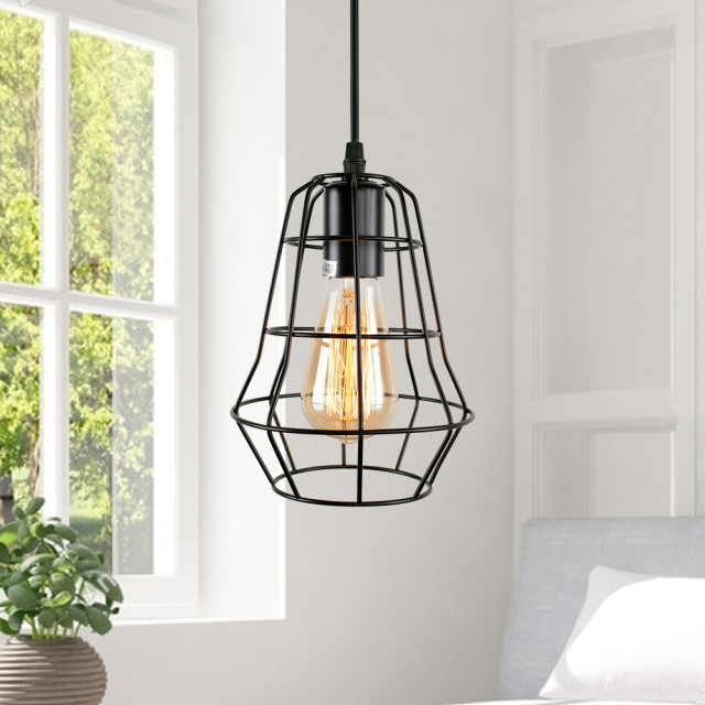 Contemporary Industrial One light Geometric Pendant Light for Kitchen Dining Room Living Room