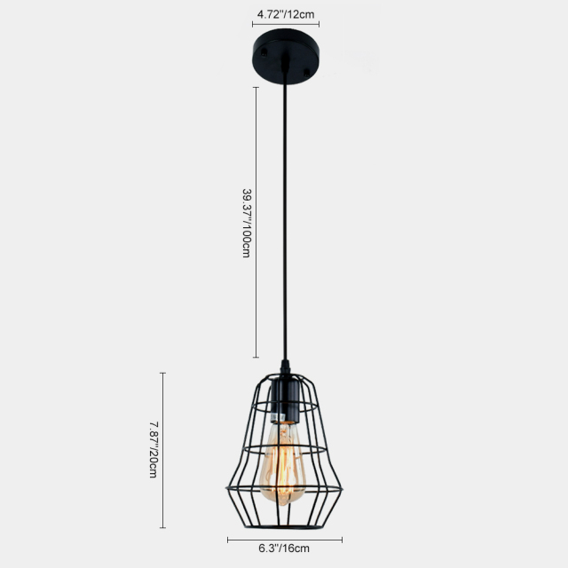 Contemporary Industrial One light Geometric Pendant Light for Kitchen Dining Room Living Room