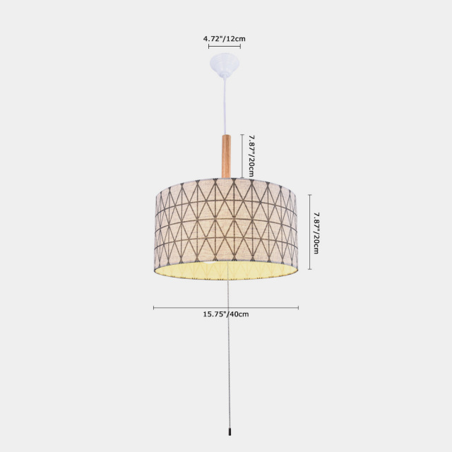 Modern Mid-Century Geometric Pattern 3 Lights Drum Shade Chandelier for Living Room Dining Room