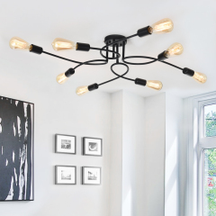 Modern Mid-Century Semi flush Mount Chandelier with 8 Lights for Bedroom/ Living Room /Hallway