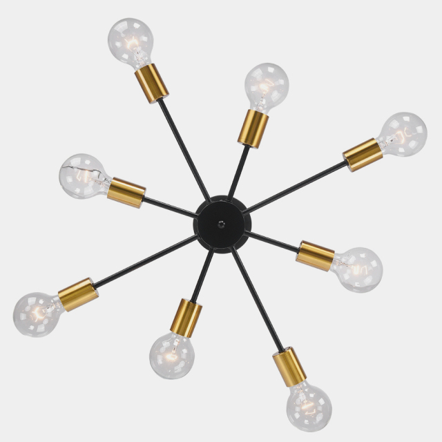 Modern Contemporary Sputnik 8-Lights Semi Flush Mount Chandelier for Dining Room Living Room Bedroom