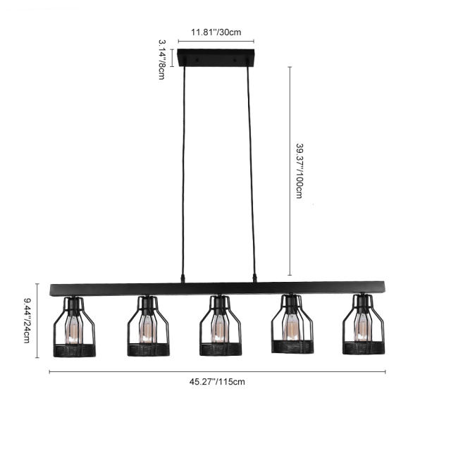 Farmhouse Vintage 5-Lights Mason Jar Linear Chandelier with ...