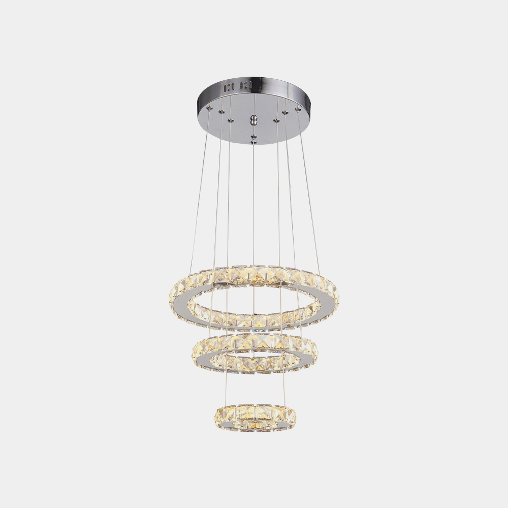 Modern Contemporary 3 Tier Circle Led Chandelier with Crystal for Living Room Dining Room Bedroom