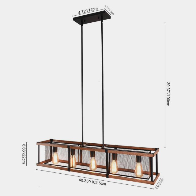 Modern Farmhouse 5-Lights Rectangular Chandelier for Kitchen Island Dining Table