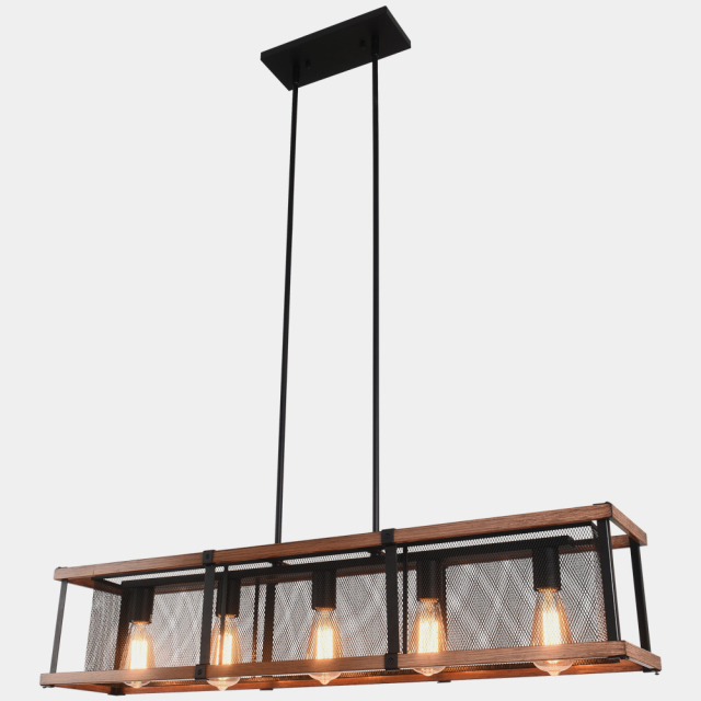 Modern Farmhouse 5-Lights Rectangular Chandelier for Kitchen Island Dining Table