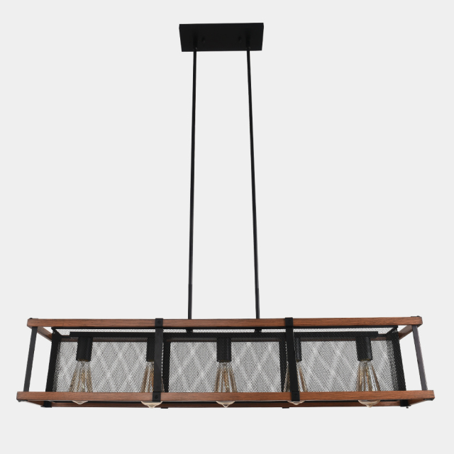 Modern Farmhouse 5-Lights Rectangular Chandelier for Kitchen Island Dining Table