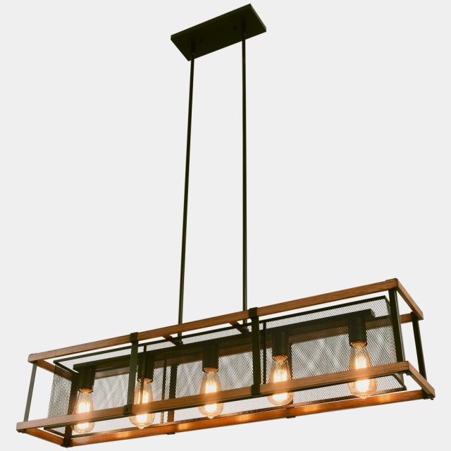 Modern Farmhouse 5-Lights Rectangular Chandelier for Kitchen Island Dining Table