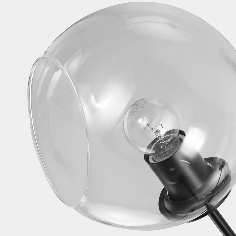 Modern Mid-Century 6 Lights Black Bubble Glass Chandelier for Living Room Dining Room Bedroom
