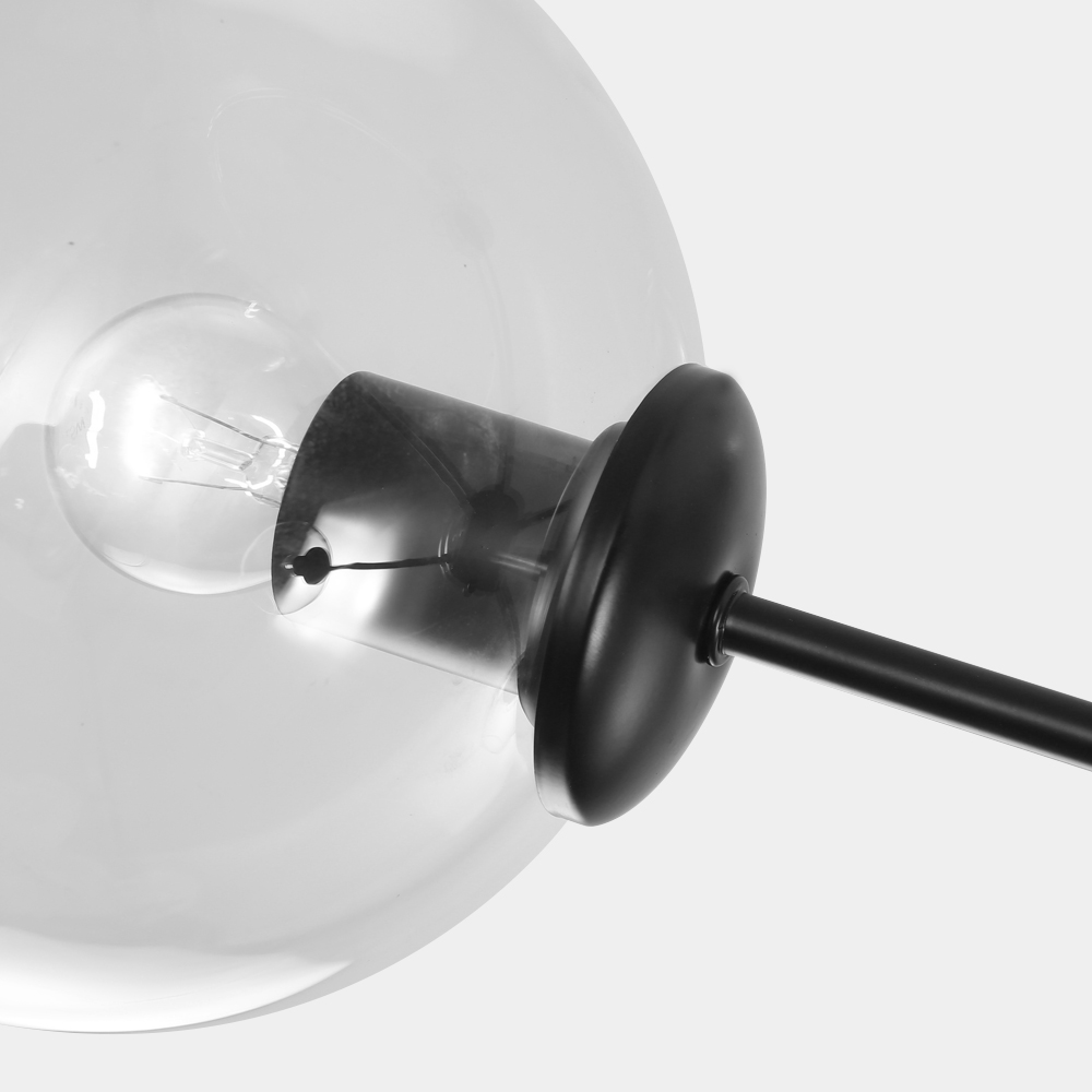 Modern Mid-Century 6 Lights Black Bubble Glass Chandelier for Living Room Dining Room Bedroom
