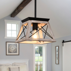 Modern Farmhouse Single light Lantern Geometric Chandelier for Entryway Dining Room Living Room