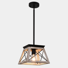 Modern Farmhouse Single light Lantern Geometric Chandelier for Entryway Dining Room Living Room