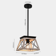 Modern Farmhouse Single light Lantern Geometric Chandelier for Entryway Dining Room Living Room