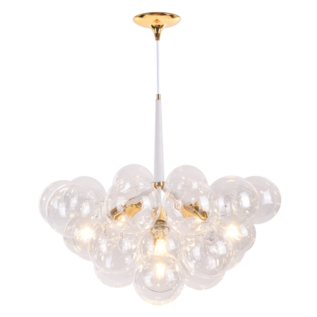 Modern Style 9 Bubbles Glass Chandelier in White