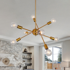 Modern Mid-Century 8 Lights Chrome/Bronze Sputnik Chandelier for Living Room Dining Room